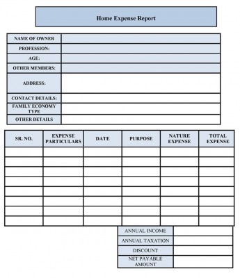 Home Expense Form Template