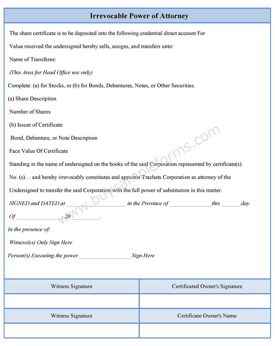 Irrevocable Power of Attorney Forms