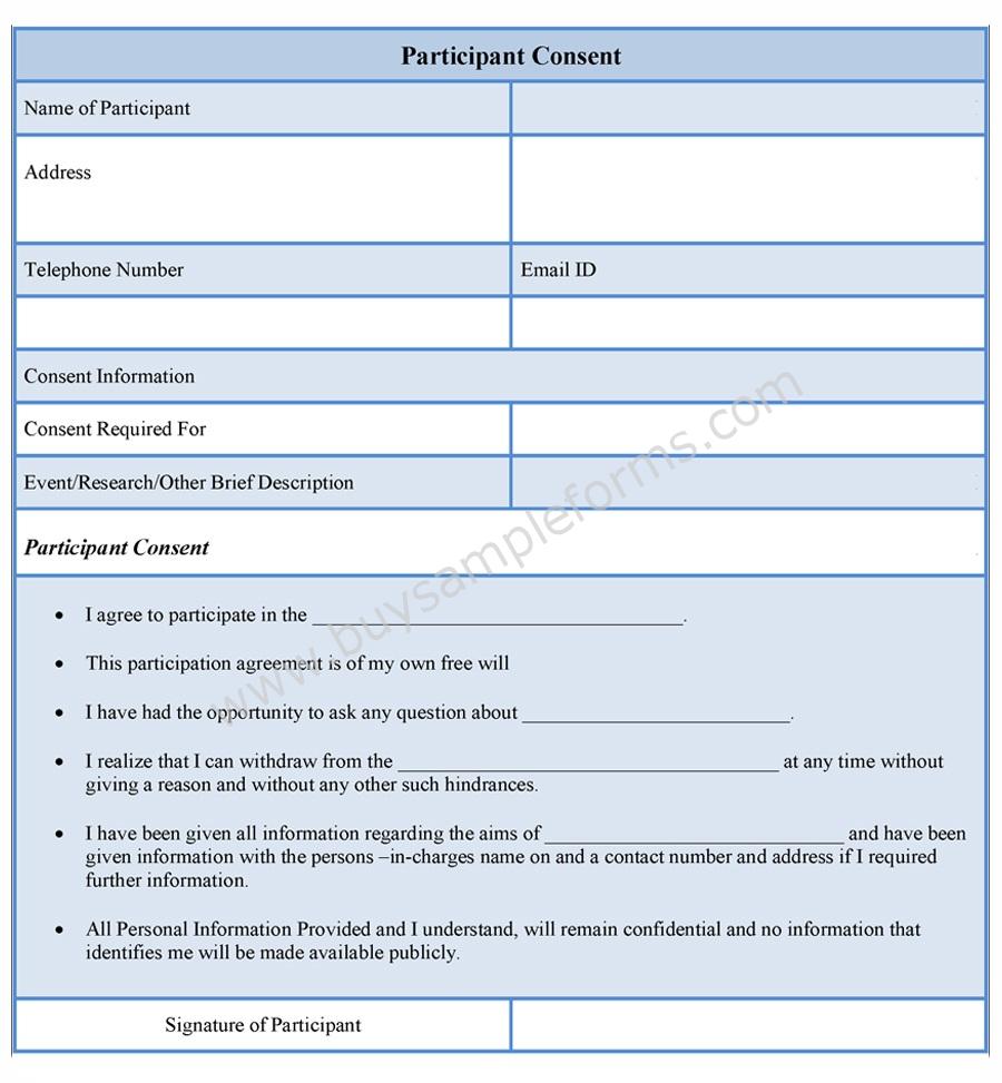 Participant Consent Form example