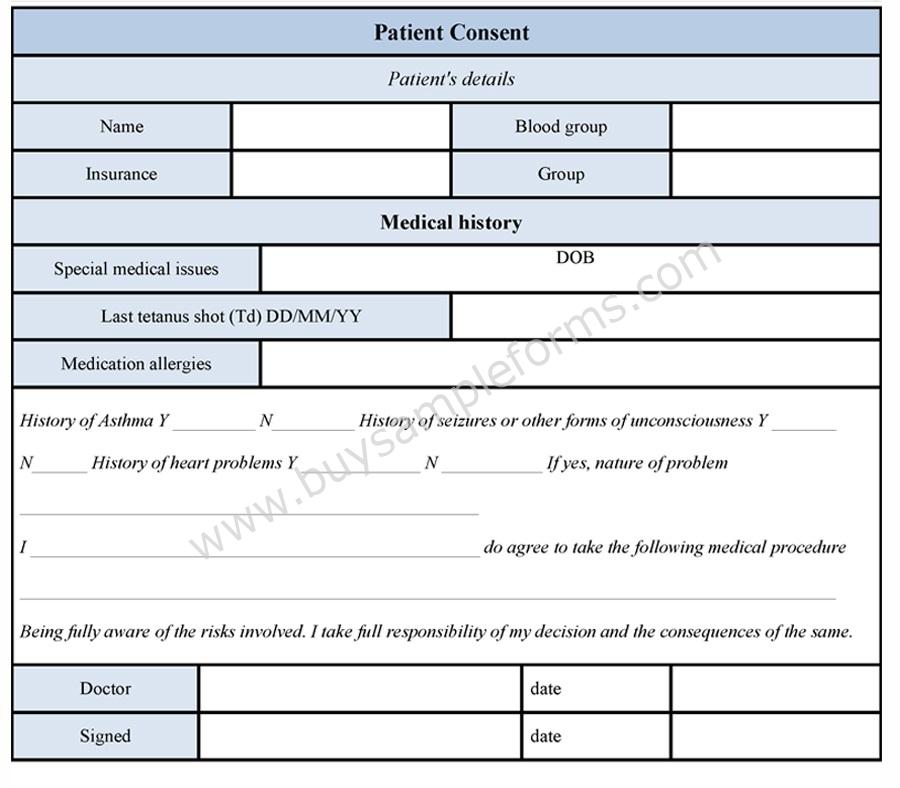 Patient Consent Form sample