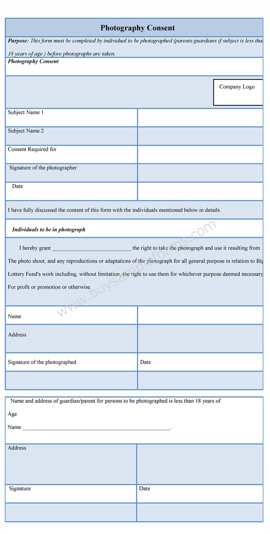 Photography Consent Form template