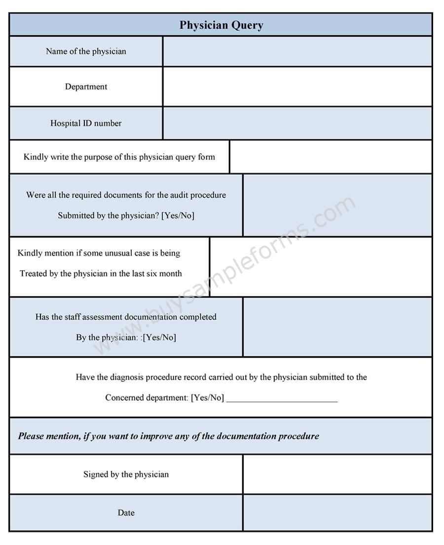 physician query form template