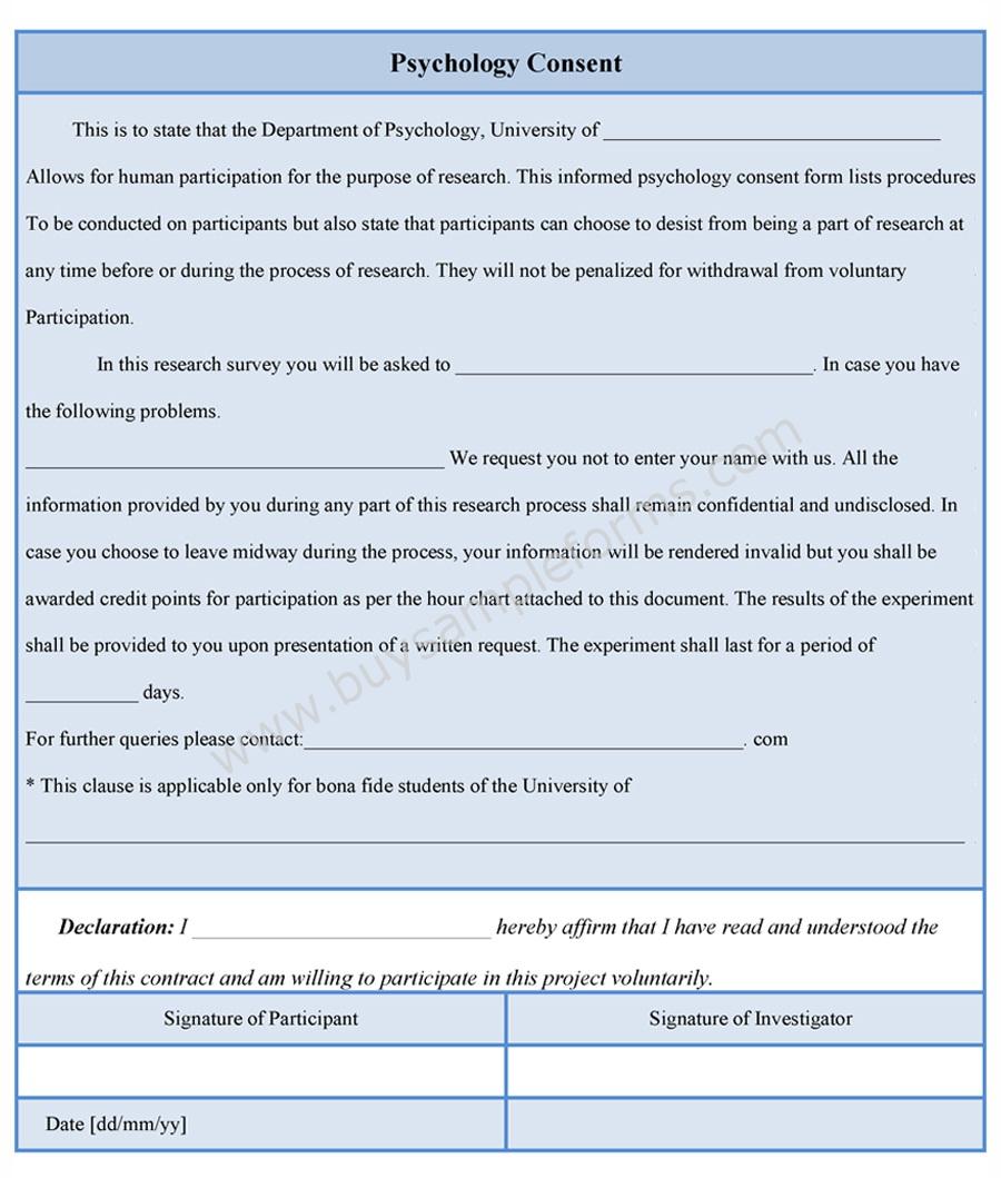 psychology consent form sample
