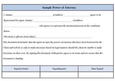 Sample Power of Attorney Form