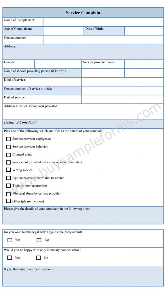 Service Complaint Form