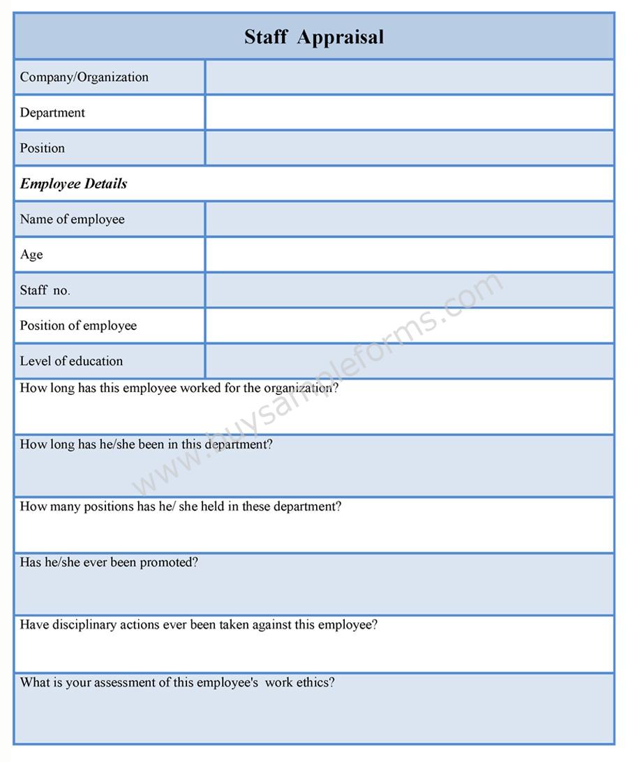 staff appraisal form format