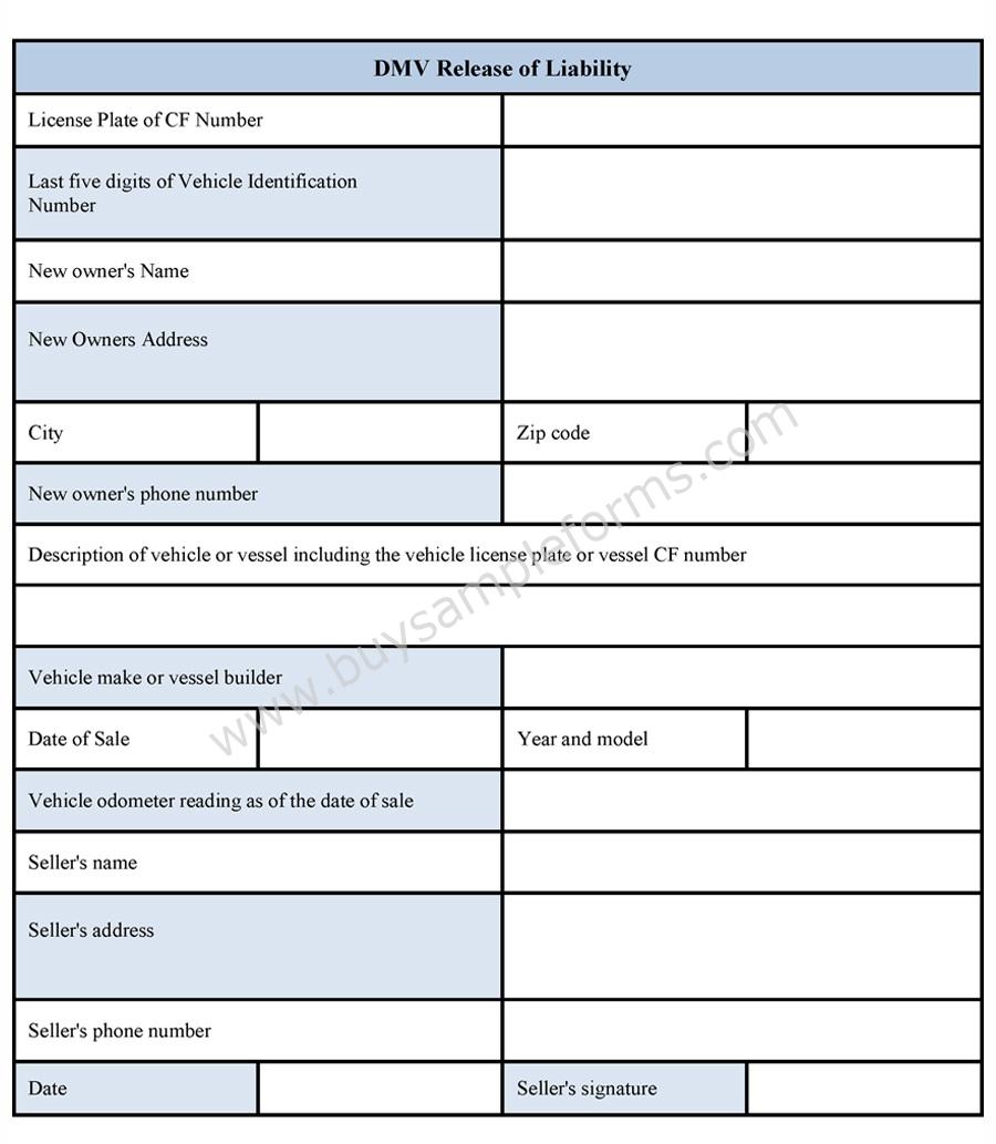 dmv release of liability form online