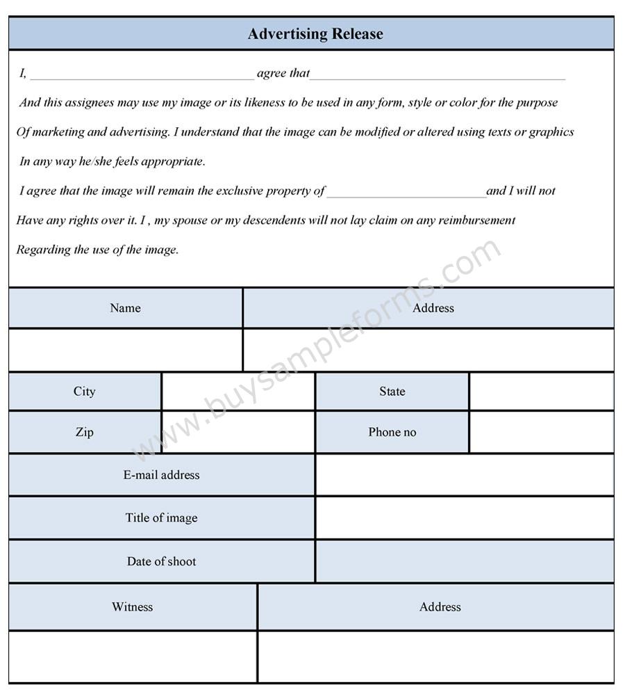 Sample Advertising Release Form