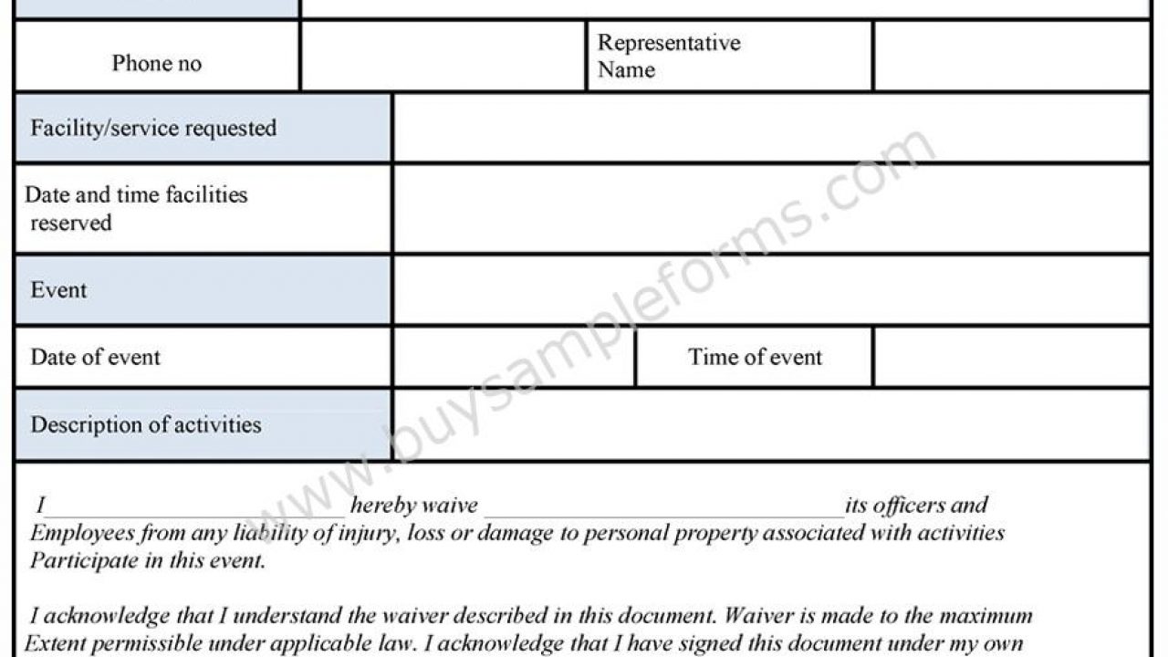 General Liability Waiver Form Sample Forms