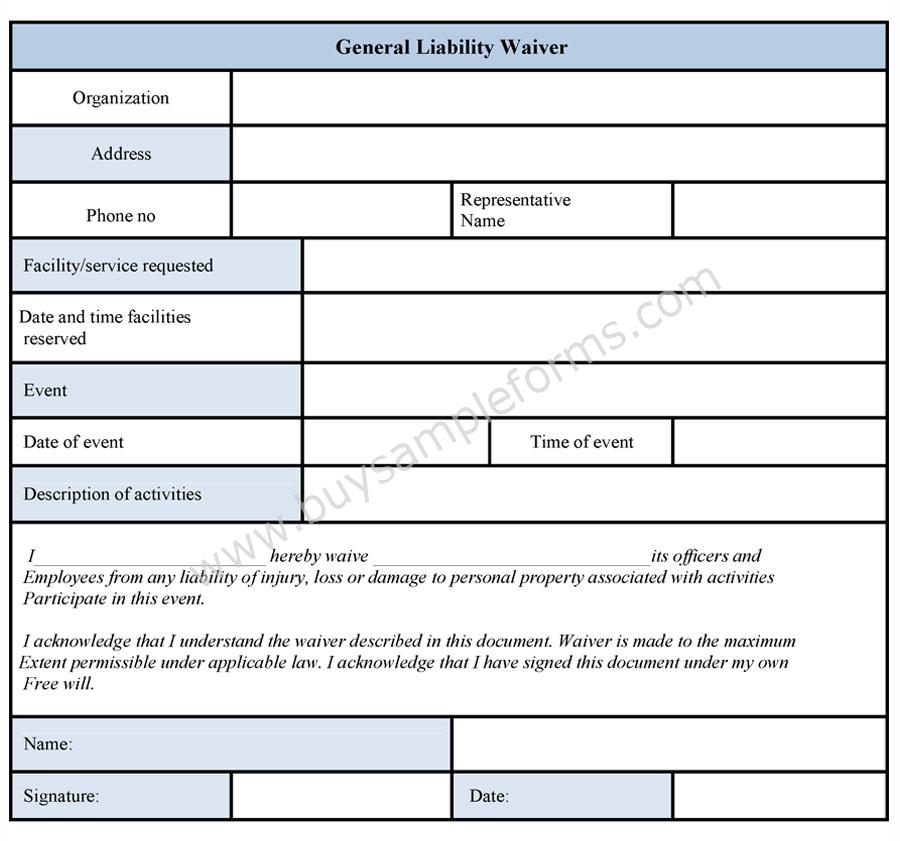 general liability waiver form