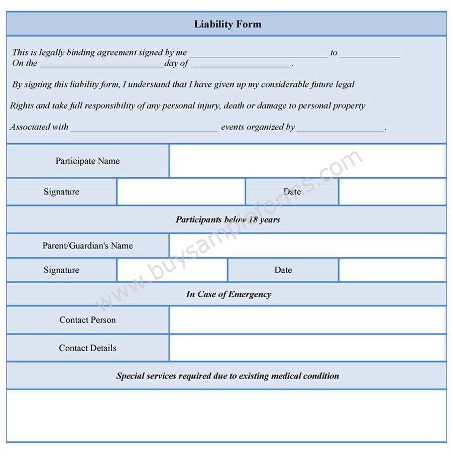 Liability Form Format