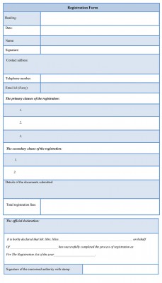 registration form format in word