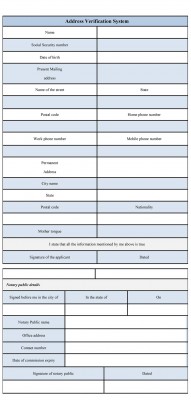 address verification form template