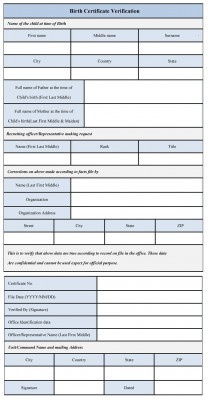 Birth Certificate Verification Form