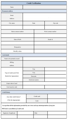 credit verification form template