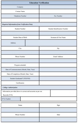 Education verification Form Sample