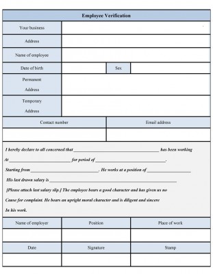 Employee Verification Form