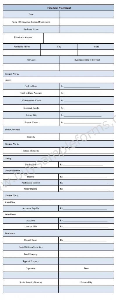 Financial Statement Form - Sample Forms