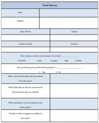 food survey form template