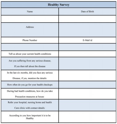 Health Survey Form Template