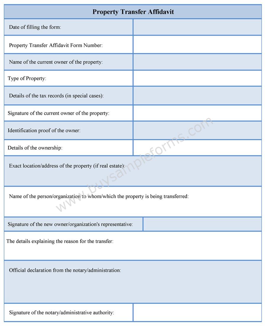 Property Transfer Affidavit Form