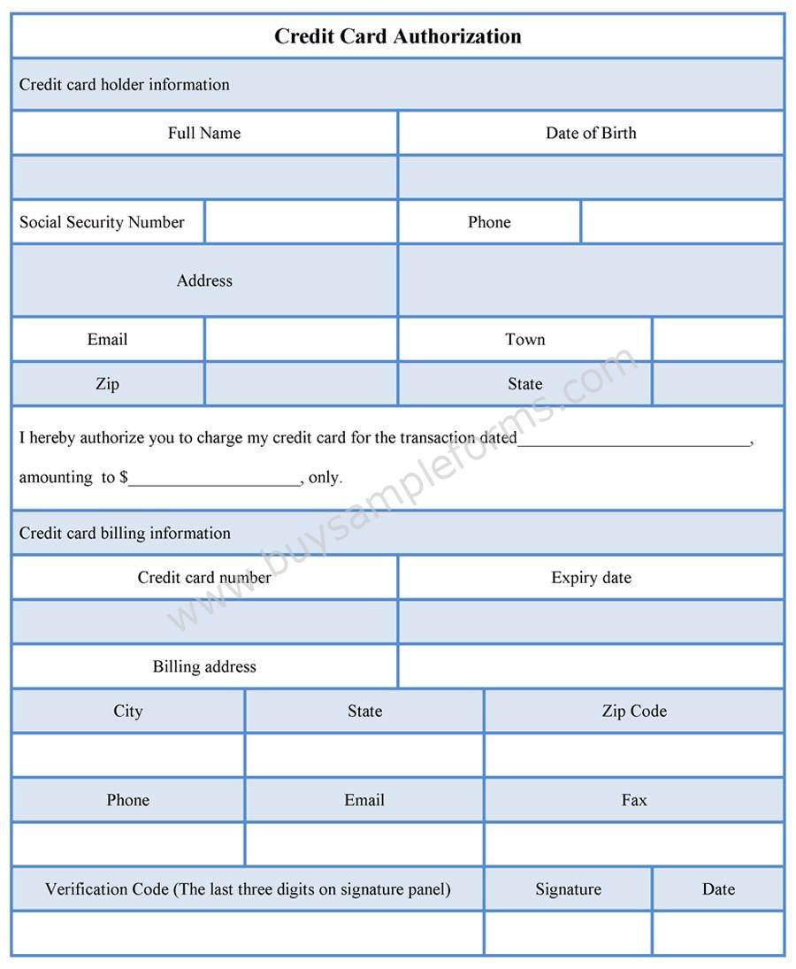 Credit Card Authorization Form Template