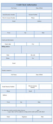 credit check authorization form template