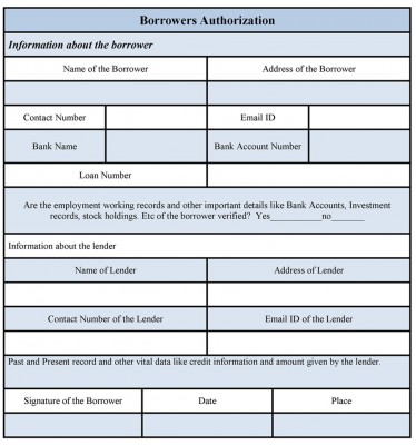 Borrowers Authorization Form