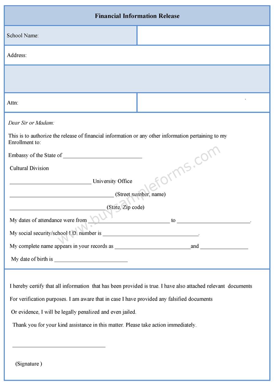 Financial information Release Form