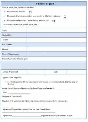 financial request form template