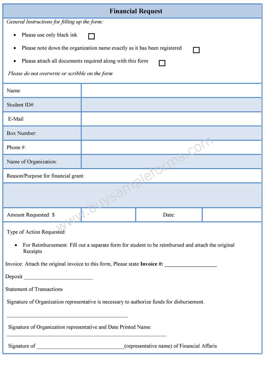 financial request form template