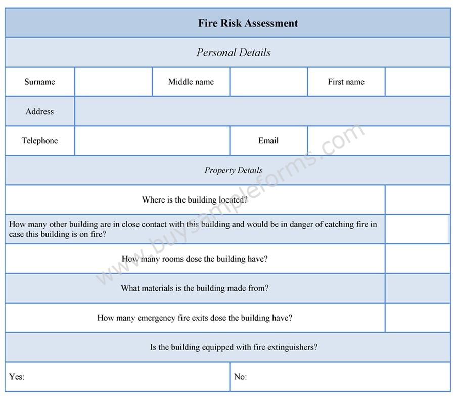 Fire Risk Assessment Form example