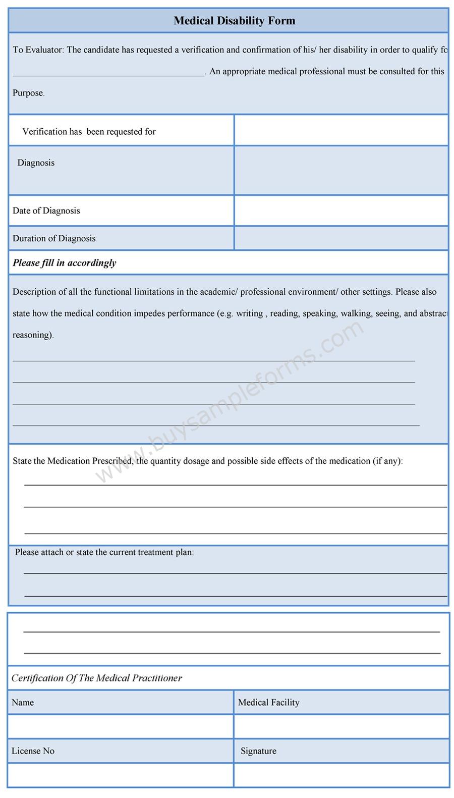 Medical Disability Form