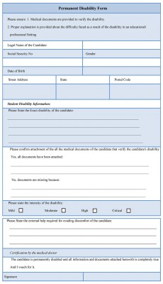 Permanent Disability Form