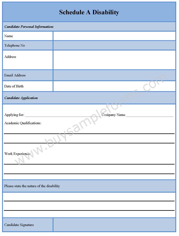 Schedule A Disability Form Template