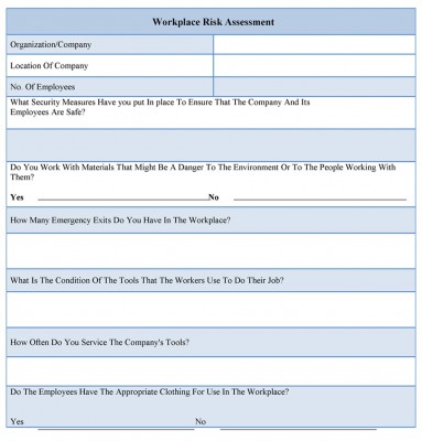 Workplace Risk Assessment Form 