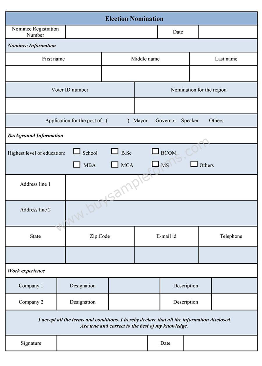 election nomination form sample