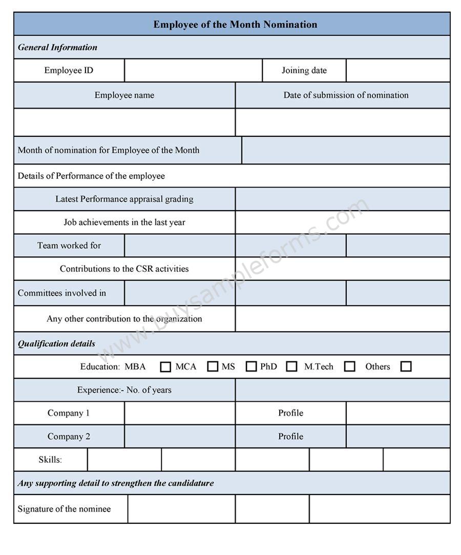Award Nomination Form Template Word