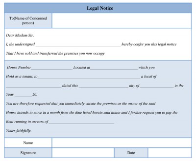 Legal Notice Form