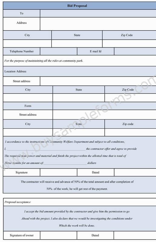 bid proposal form template