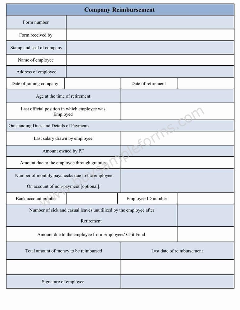 sample Company Reimbursement Form