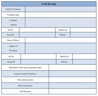 Sample Cash Receipt Form Template Word