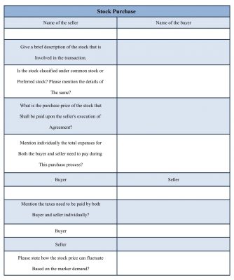 Stock Purchase Form template