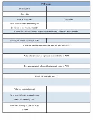 sample php query form template
