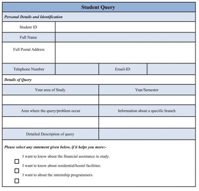 student query form template
