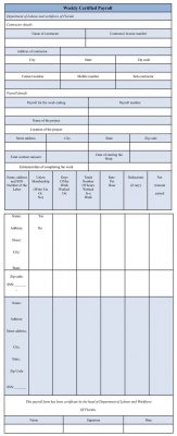 Weekly Certified Payroll Form Download Word Format, Payroll Form template