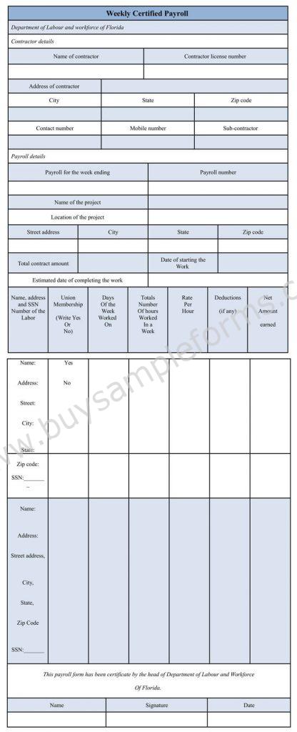 Download Weekly Certified Payroll Form in Word Format - Sample Forms
