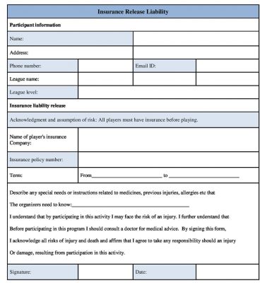 Download Insurance Release Liability Form, Release of Liability Form Template word format