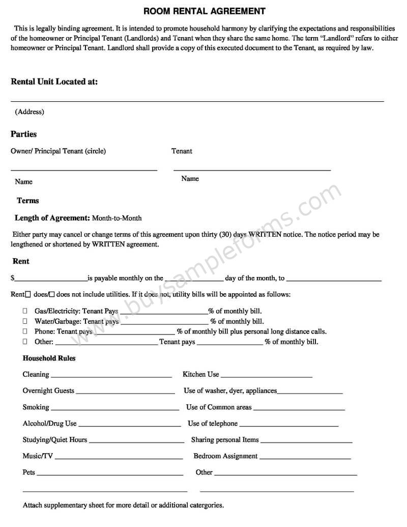 Room Rental Agreement Template Form Word Doc, Simple Rental Agreement Form