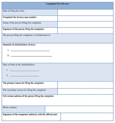 Download Complaint for Divorce Form, divorce complaint application template Word Format